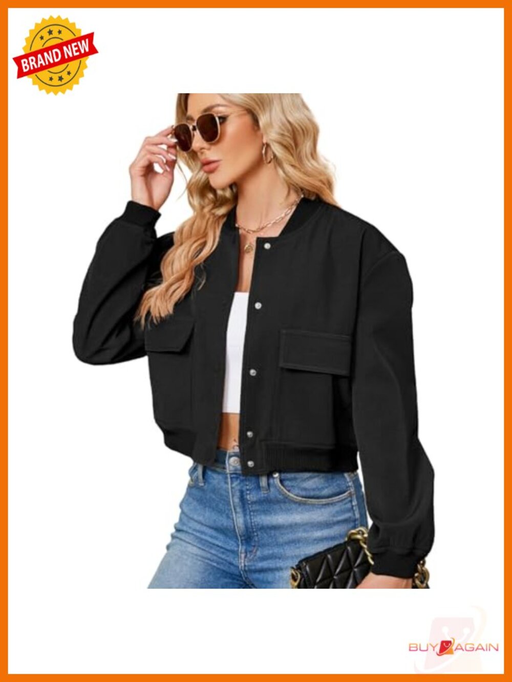Cropped Bomber Jacket Women Short Trendy Casual Varsity Zip